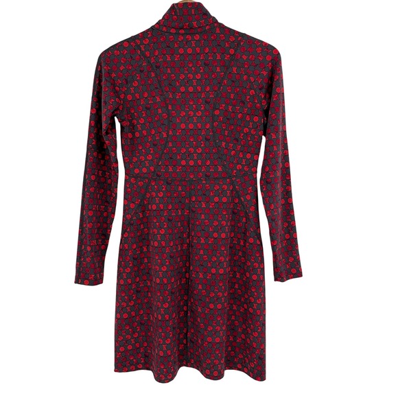 Title Nine Dream Dress Small Red Grey Geometric Dot 1/4 Zip Long Sleeve - Picture 2 of 11